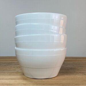 Set of Four EVA AIR Taiwan First Class Luzerne White Ceramic Bowls